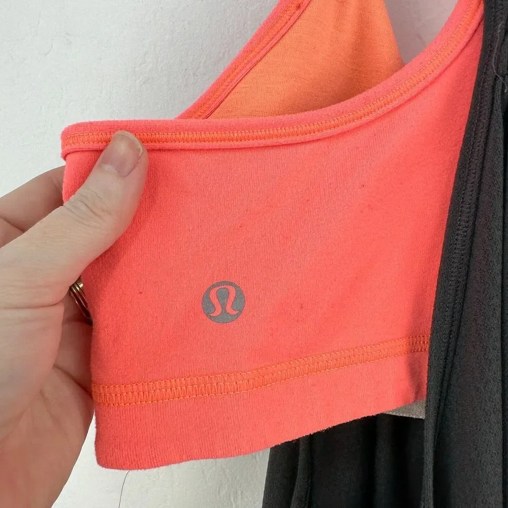 Lululemon Tuck Me In Tank Top Women 6 Gray Pink Racerback Lightweight Activewear